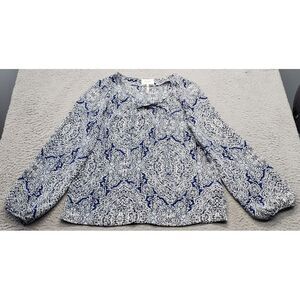 Laundry by Shelli Segal Blouse Top Women's S Multi Paisley Polyester Long Sleeve